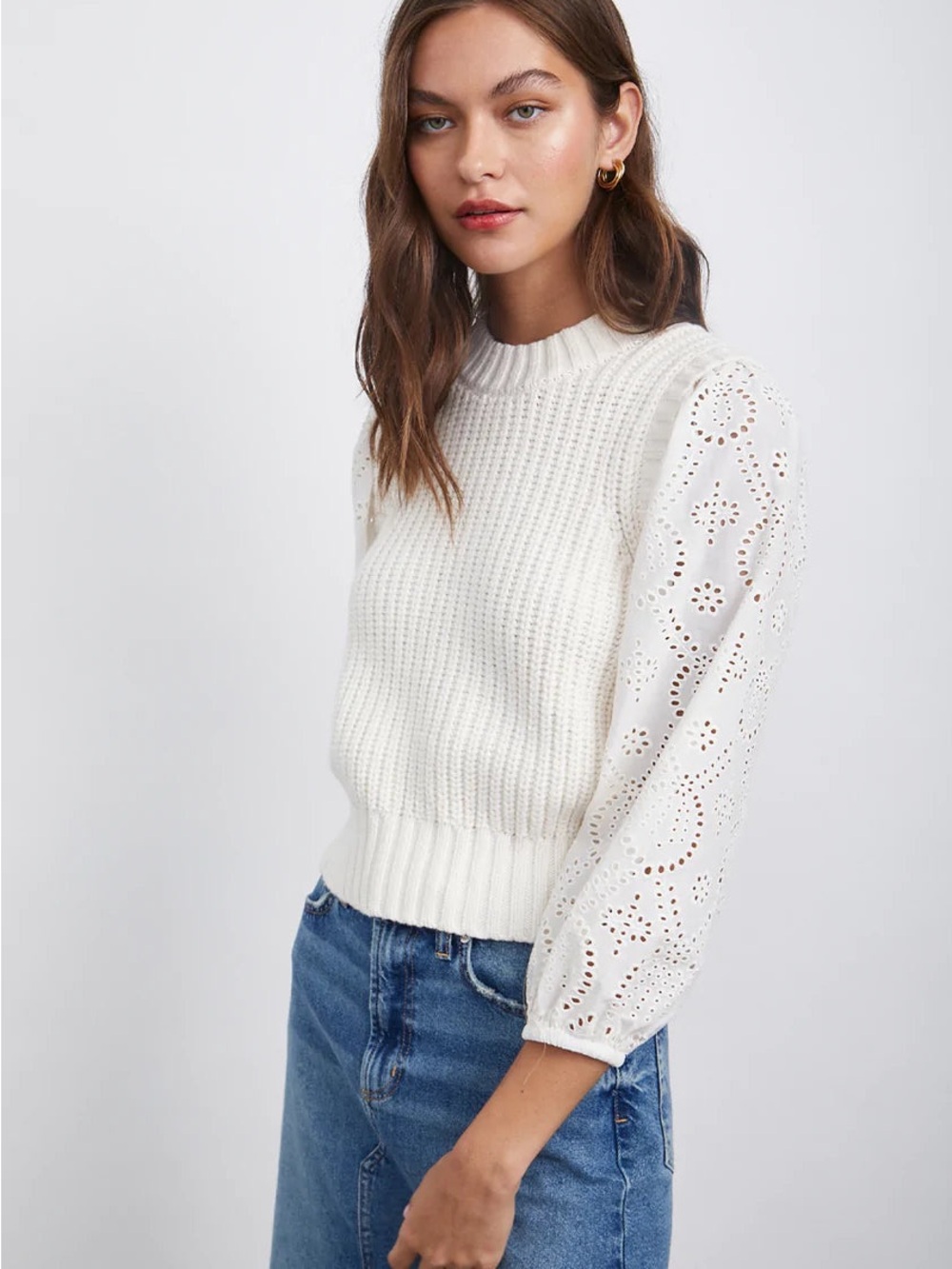 Rails Ivory Dahlia Eyelet Sleeve Knit Vest - Picture 4 of 11